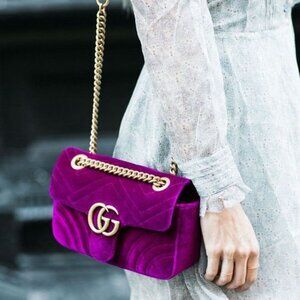 Gucci Marmont Small Purple Velvet Shoulder Bag